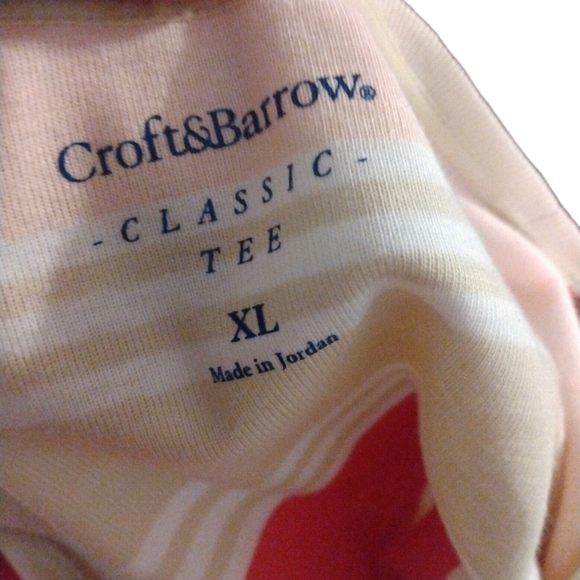 Croft & Barrow Pink,Tan,&White Horizontal Striped Long Sleeved Comfort Tee XL - Picture 9 of 12